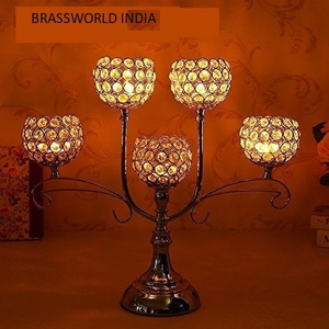 เชิงเทียนทองเหลืองพร้อมสลักสไตล์ใหม่ brassworld อินเดีย - Product Image 3