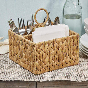 100% High Quality Best Choice Water Hyacinth Cane <b>Kitchen</b> Cutlery Basket <b>Caddy</b> With Holder From Vietnam - Product Image 3