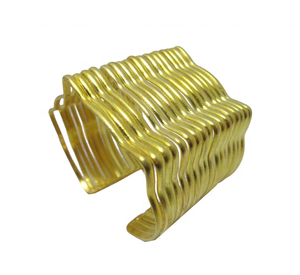 Bracelet de manchette en métal en laiton fabriqué à la main de qualité de l'Inde plaqué or Turquoise perle incrustation accessoire de bijoux de mode pour cadeau - Product Image 3