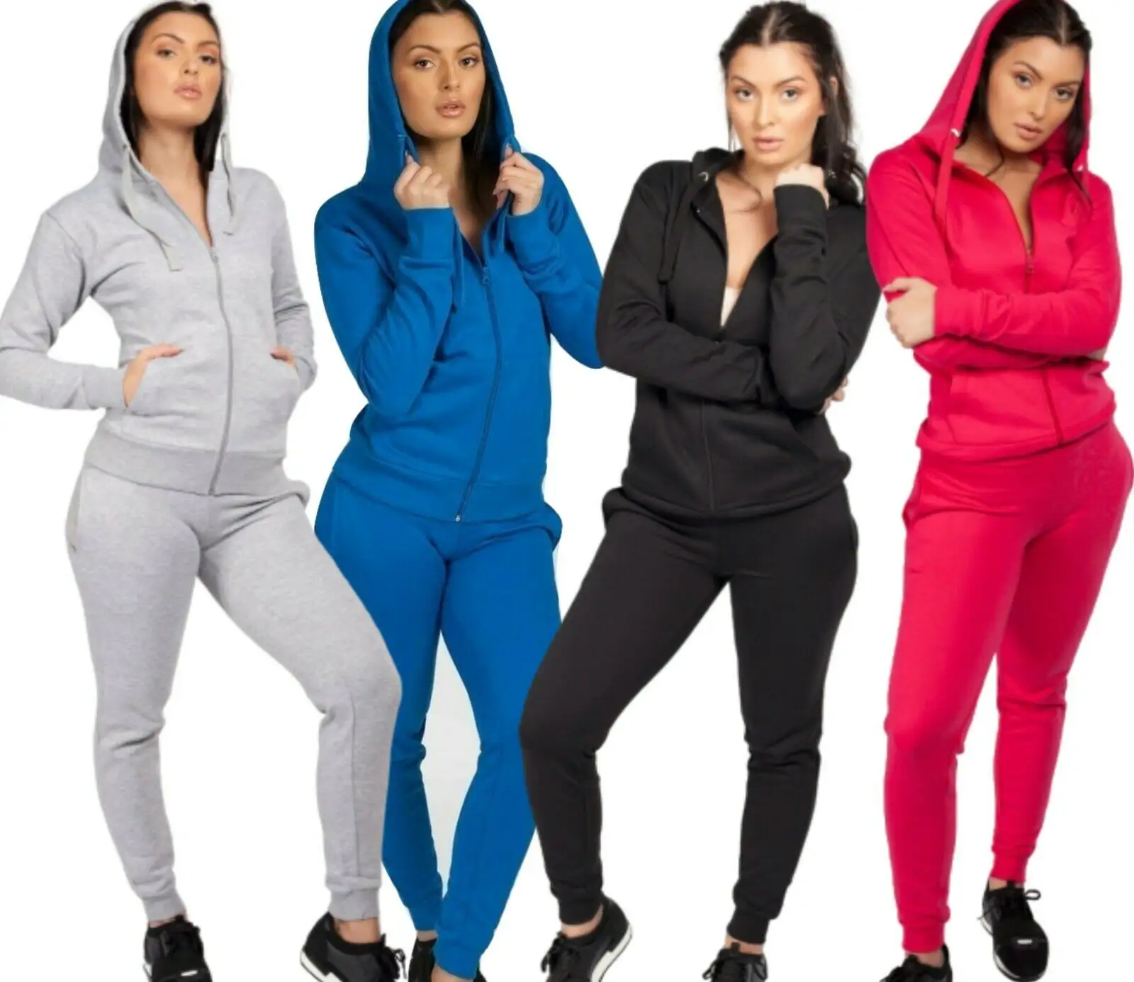 Traje de Jogging para mujer, ropa de ocio con capucha y cremallera, precio al por mayor