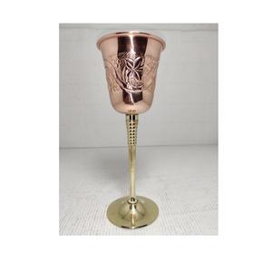 Copper <b>Goblet</b> Wine <b>Glass</b> with Custom Logo Colored Engraving for Water - Product Image 1