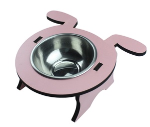 Bol à nourriture et à eau pour chat et chien en acier inoxydable écologique, motif animal rose, forme carrée, pour chats - Product Image 1