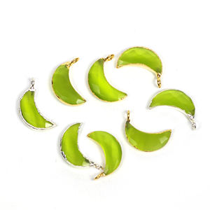 Peridot color <span class=keywords><strong>monalisa</strong></span> 20X8 forma a mezzaluna gemma mezzaluna ciondolo con ciondolo a forma di anello singolo - Product Image 5