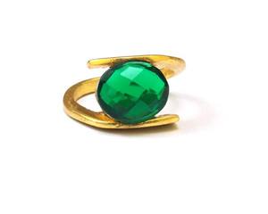 Bague en plaqué or, magnifique bijou vert, pour cadeau, ajustable, livraison gratuite - Product Image 2
