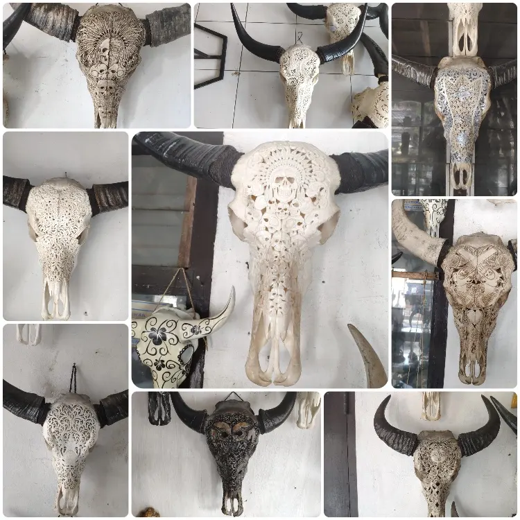 Bali Buffalo Schedels Carving Woondecoratie 100% In Handgemaakte Snelle Levering