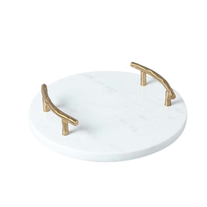 Plateau de service rectangulaire en marbre, pour magasin d'hôtel, haut de gamme avec poignée en laiton, à la mode, nouveau Design personnalisé - Product Image 6