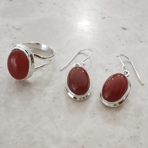 Vente en gros Ensemble de bijoux en argent sterling 925 avec pendentif en pierre précieuse onyx rouge Argent sterling 925 Vente en gros en argent sterling 925 - Product Image 3