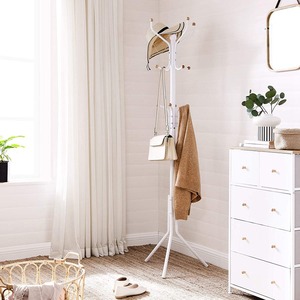 SONGMICS 182 cm Tall Freestand Hall Tree Heavy Duty Metal <strong>White</strong> Hat <strong>Handbag</strong> Hanger Clothes Stand Coat Rack - Product Image 2