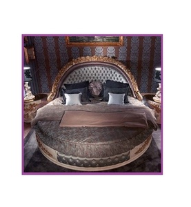 Ensemble de chambre à coucher classique sculpté à la main, lot de meubles en bois, lit rond - Product Image 3