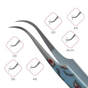 Fine Tip Eyelash Extension Tweezer Tip Satin and Eyelashes Designs Color with Your Own Logo, Eyelash Curved Tip Tweezer - Product Image 4
