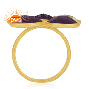 Lemon Topaz and Amethyst Gemstone <b>925</b> <b>Silver</b> Gold Plated Cocktail <b>Ring</b> Wholesaler For Women Gift For Her Dainty Collection - Product Image 3