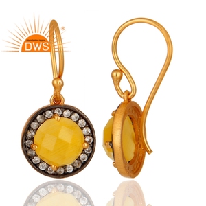 ต่างหูห้อยประดับพลอยมูนสโตนสีเหลืองธรรมชาติและเพชร CZ เงินแท้ 925 รุ่นขายดีประจำปี 2026 สำหรับผู้หญิง จากผู้ผลิตเครื่องประดับ - Product Image 3