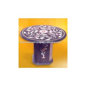 Incrustación de mármol negro, mesa superior con soporte - Product Image 1