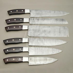 Full Tang Craftsman Handmade Forged Damascus Japanese Chef <b>Knife</b> Cleaver <b>Knife</b> <b>Kitchen</b> <b>Knife</b> Set With Walnut Wood Block Holder - Product Image 4
