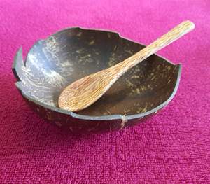 Plato de cáscara de coco, plato artesanal de madera tallada ecológica, plato de fruta Natural inspirado en plato artesanal de cáscara de coco, diseño único - Product Image 3