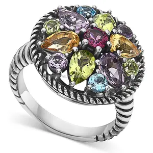 Turkish good luck multi gemstone 925 silver handmade ring designs for women