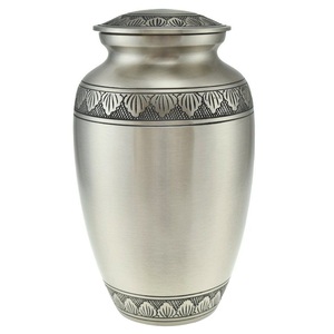 Nickel plated brass material cremation <b>urn</b> <b>large</b> size with engraved finished memorial container jar for adult ashes - Product Image 1