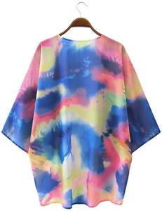 Ropa de moda para mujer, Kimono largo elegante de gasa para mujer, Kimono Tie-Dye para playa, Kimono bohemio - Product Image 5