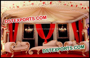 มุสลิมมหาราชาแต่งงานเฟอร์นิเจอร์โบราณแต่งงานไม้แกะสลักชุดโซฟาอินเดียแต่งงาน Mehndi ฟังก์ชั่นเฟอร์นิเจอร์ชุด - Product Image 6