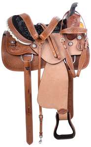 Ensemble de selle anglaise en cuir de qualité supérieure Barrel Racing Western Horse Tack Plusieurs tailles 14 "-18" et couleurs disponibles - Product Image 2