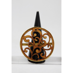 Trending-Anillo de madera de latón para niñas y mujeres, diseño a la moda, hecho a mano, chapado en oro, acabado mate, circular - Product Image 2