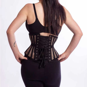 Double Steel Boned Waist Trainer/Under Bust Gothic Shape Wear/Under Wear Black Sexy <b>Corset</b> for Ladies - Product Image 6