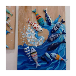 Madera decoración ornamento colgante de pared de madera de pescado para la escuela/decoración de madera de pescado para manualidades Kaylin 0084817092069 WA - Product Image 1