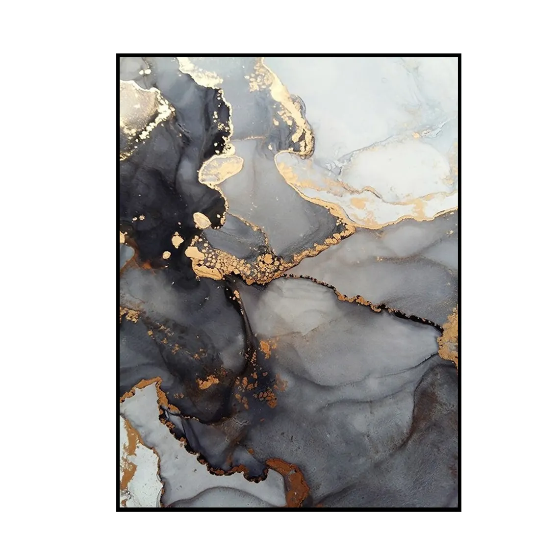 Modern Abstract Black Gold Marble Painting Fine Art Canvas Prints Pictures For Living Room Luxury Wall Art Decor