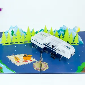 Greeting Handmade Pop Up Card for Holiday, Transportation Card Handicraft