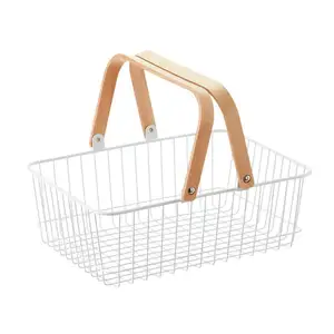 High quality oval shape metal wire Modern storage basket with handle