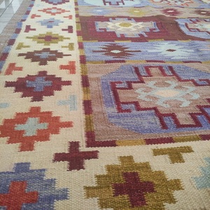 Tapis Kilim en Laine Vintage 10F, Nouveau Design Moderne, Fabriqué en Inde, Aspect Riche, Tissage Punja, Réversible, pour la Maison et l'Espace de Jeu des Enfants - Product Image 4