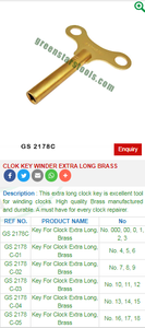 HORLOGE CLÉ ENROULEUR EXTRA LONGUE EN LAITON | GS OUTILS D'HORLOGERIE - Product Image 2