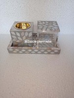 Brûleur Arabe de Style Moyen-Orient en Nacre Indienne Écologique Fait Main avec Boîte en Acrylique et Plateau – Idéal pour un Cadeau de l'Aïd
