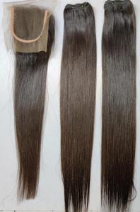 Extensiones de cabello humano con encaje Frontal y cola de caballo, 100% Natural, liso, HD, 4x4, marrón claro, 5x5 - Product Image 3