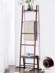 Free Standing Blanket <b>Ladder</b> Towel Drying Rack, Bamboo Towels Rack Stand with Storage Shelf Tall for <b>Bathroom</b>, Bedroom, - Product Image 2