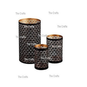 Portavelas de Metal de Color negro, juego de diferentes tamaños de tres portavelas para accesorios de decoración de boda - Product Image 1
