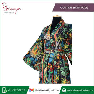 Ensemble de peignoirs à col en V 100% coton pour femmes marque privée imprimé fermeture à cordon longueur au genou vêtements de nuit d'hiver-pour le printemps été - Product Image 6