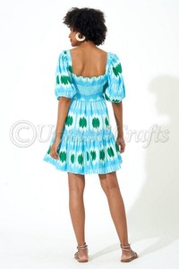 Mùa Hè Mới Khối In Phong Cách Ngắn Váy Phồng Tay Áo Lỏng Lẻo Phù Hợp Với <span class=keywords><strong>flayer</strong></span> Quan Hệ Nhân Quả Cổ Điển Ăn Mặc Cho Phụ Nữ Tại Giá Bán Buôn OEM - Product Image 4