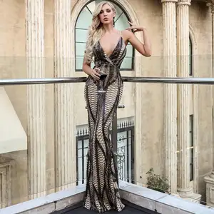 2020 nero Senza Maniche backless V Collo Del Merletto di Promenade Lungo Maxi Vestito Delle Donne per L'estate