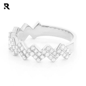 RRP Jewellers 0.60ctw Dos filas Zig Zag Redondo Corte brillante Diamante Bisel Set 14K Oro Hombres Anillo de compromiso de boda Certificado IGI - Product Image 2