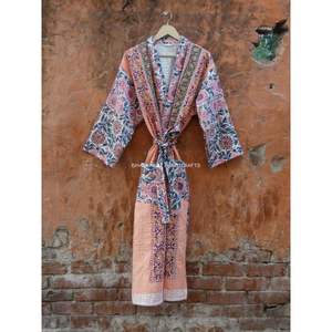 ชุดนอนผ้าฝ้ายอินเดียพิมพ์ลายดอกไม้หลายสีชุดเดรสชุดเดรสยาวให้ความอบอุ่นขนาดพิเศษขายส่ง - Product Image 4