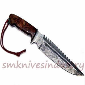 Xyj couteau à manche en bois naturel, fait à la main, Camping de plein air (smk1541) - Product Image 4