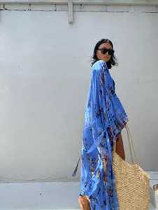 Kimono de rayón de talla grande para mujer, bata de verano hecha a mano con tinte anudado, 2023 - Product Image 4