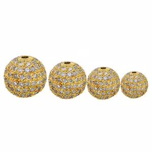 Atacado Pave Diamond Contas Fabricante 14k Descobertas de Diamantes em Ouro Amarelo