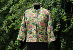 Handmade Reversible Boho Kantha Winter Finished <b>Short</b> Stand Collar Woven Cotton <b>Jacket</b> with Embroidery Decoration - Product Image 5