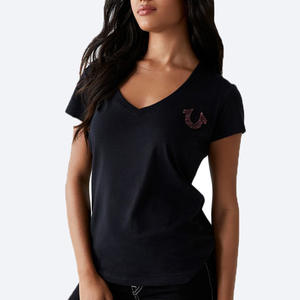 Camiseta de manga corta bordada con logotipo personalizado, para mujer - Product Image 1