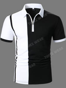 Camiseta ajustada de manga corta para hombre, Polo de alta calidad con cremallera de dos tonos - Product Image 2