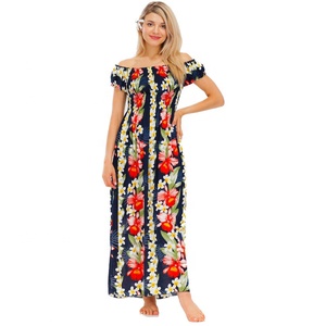 <span class=keywords><strong>Vestido</strong></span> Maxi de Moda <span class=keywords><strong>para</strong></span> <span class=keywords><strong>Mujer</strong></span>, con Hombros Descubiertos, Estampado Floral <span class=keywords><strong>Hawaiano</strong></span>, de Rayón, Informal, <span class=keywords><strong>para</strong></span> Verano, Playa y Vacaciones - Product Image 2