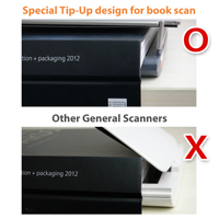 Scanner à plat Plustek OpticSlim 2610 pro, conception spéciale pour livre épais. Design pour Soho et personnel. Pour PC et Mac