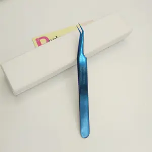 ब्लू प्लाज्मा खत्म 45 डिग्री के कोण बरौनी विस्तार चिमटी पूरी तरह से बंद 8mm लंबे सुझावों चलाओ चिमटी